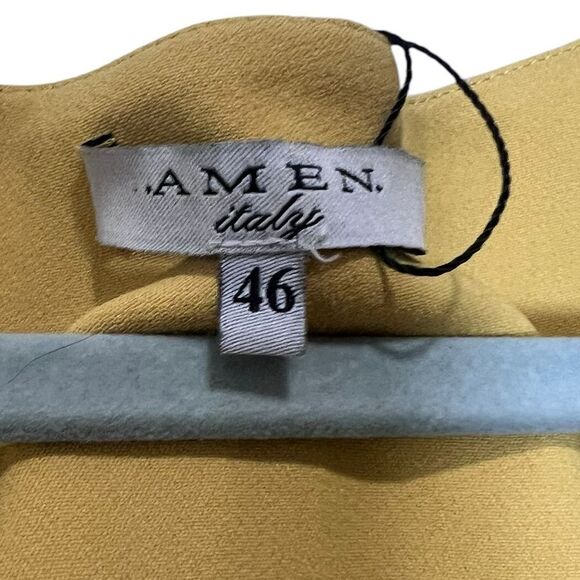 AMEN Italy Yellow Sleeveless High-Low Dress Size 46 (US 10) Minimalist Elegant - Picture 2 of 6